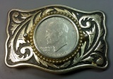 Vintage Eisenhower Dollar Coin Belt Buckle (a)