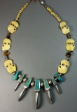 Vintage African Turquoise & Bone Necklace