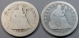 2x Seated Liberty Silver Quarters