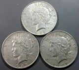 3x Peace Silver Dollars