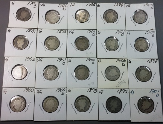 20x Barber Silver Dimes