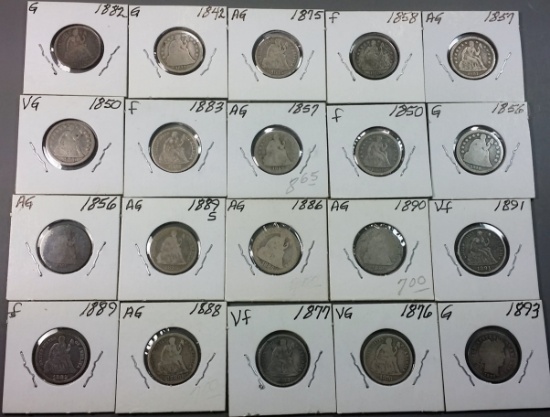 20x Seated Liberty Silver Dimes