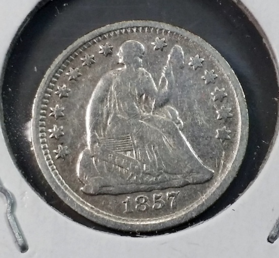 1857 Seated Liberty Silver HALF DIME (b)