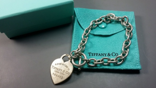 Tiffany Sterling Silver Heart & Chain Bracelet
