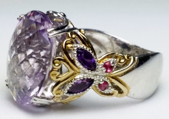 Purple Amethyst Butterfly Ring (sz 7)