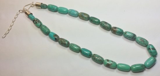 Large TURQUOISE Bead & STERLING SILVER Necklace
