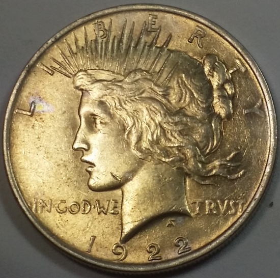 1922-P Peace Silver Dollar -TONED