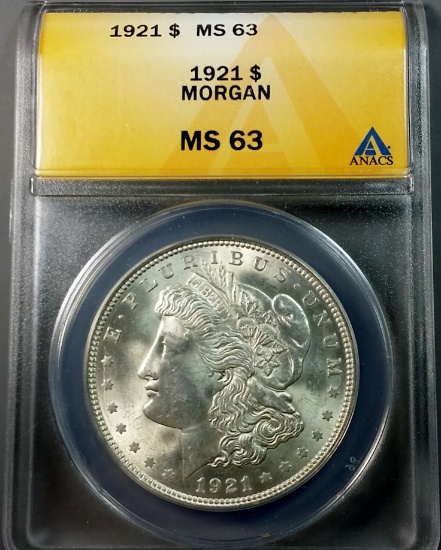 1921-P Morgan Silver Dollar <<ANACS ms63>>