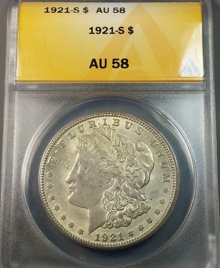 1921-S Morgan Silver Dollar <<ANACS au58>>