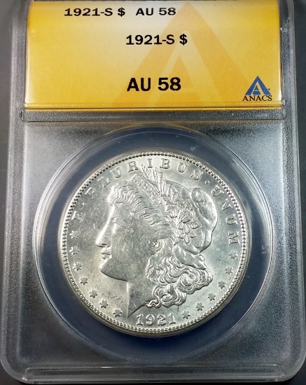 1921-S Morgan Silver Dollar <<ANACS au58>>