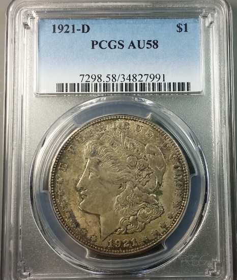 1921-D Morgan Silver Dollar <<ANACS au58>>