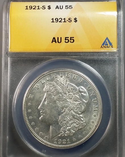 1921-S Morgan Silver Dollar <<ANACS au55>>