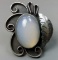 Old Sterling Silver Ring with Massive Opal Cabochon Center Stone