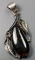 Large Sterling Silver & AMBER Amulet Pendant