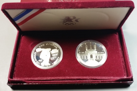 1983/1984 LA Olympics US 2x Silver Dollar Commemorative Set