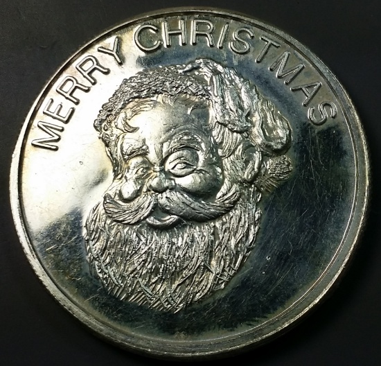 "No-Date"- 1oz .999 Christmas / Santa Clause SILVER ROUND