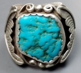 LARGE Sterling & Turquoise OLD PAWN Ring (sz.12)