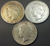 3x Peace Silver Dollars