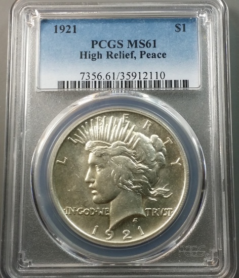 1921 Peace Silver Dollar -PCGS ms61