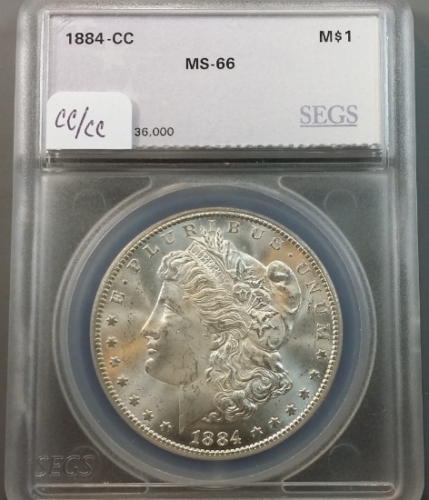 1884-CC Morgan Silver Dollar -SEGS ms66