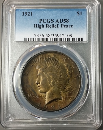 1921 Peace Silver Dollar -PCGS au58