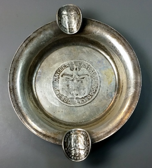 Antique Sterling Silver 3x-COIN Ashtray (B)