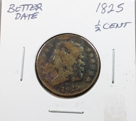 1825 Copper HALF-CENT