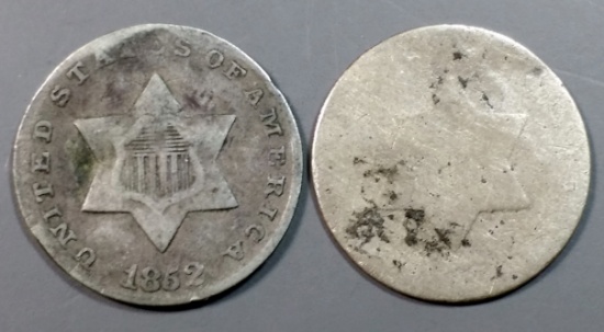 2x Three-Cent Silver Coins (3CS)