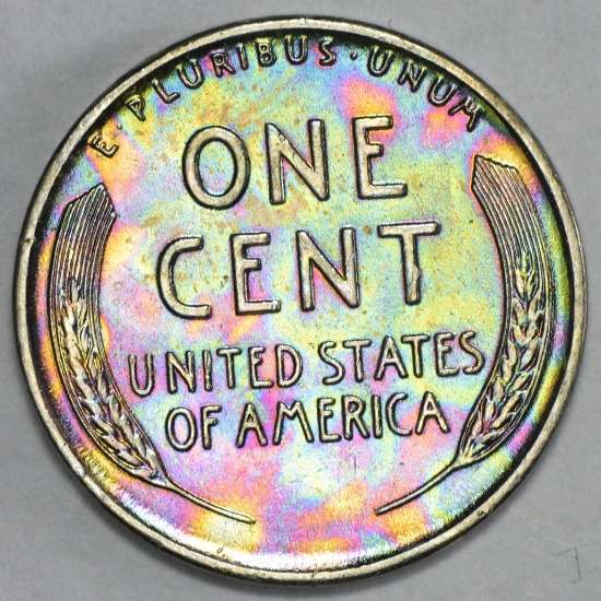 1943 TONED Steel Wheat Cent penny