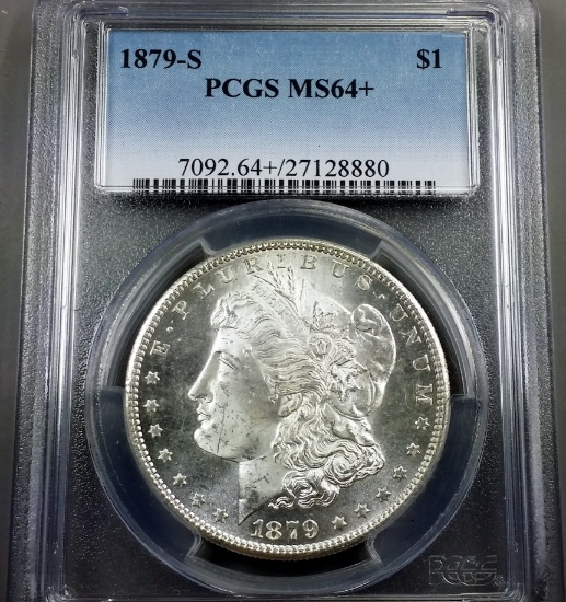 1879-S Morgan Silver Dollar -PCGS ms64+