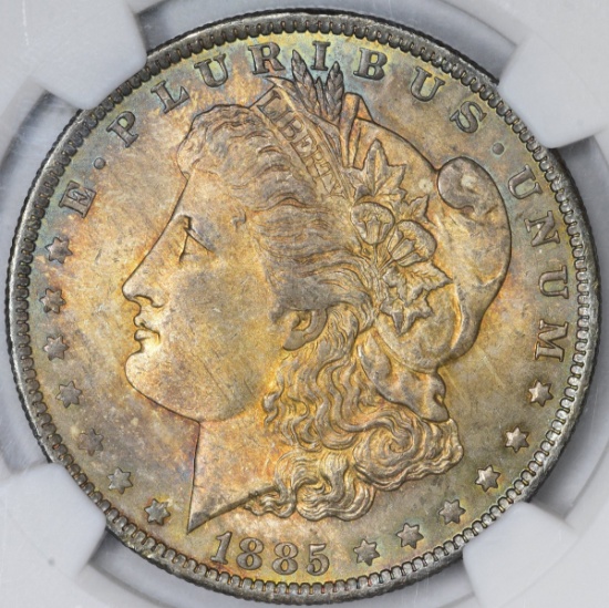 1885-O Morgan Silver Dollar -NGC ms64 -TONED