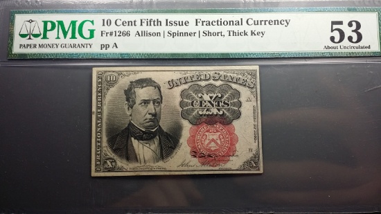 10c Fractional Currency Note, Allison -PMG au53