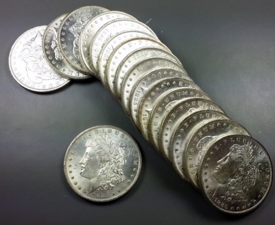 17x BU 1885-o Morgan Silver Dollars