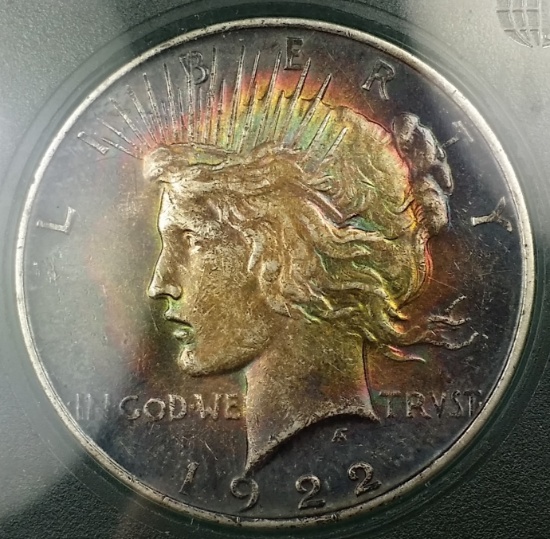 1922-p Peace Silver Dollar -MONSTER TONED