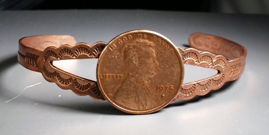 Native American "Old Pawn" 1970's Coin Bracelet