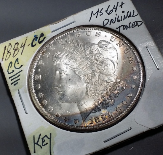 1884-CC Morgan Silver Dollar -CRESCENT TONED!