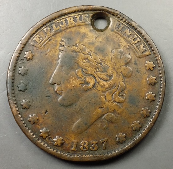 1837 "Not One Cent" HARD TIMES TOKEN