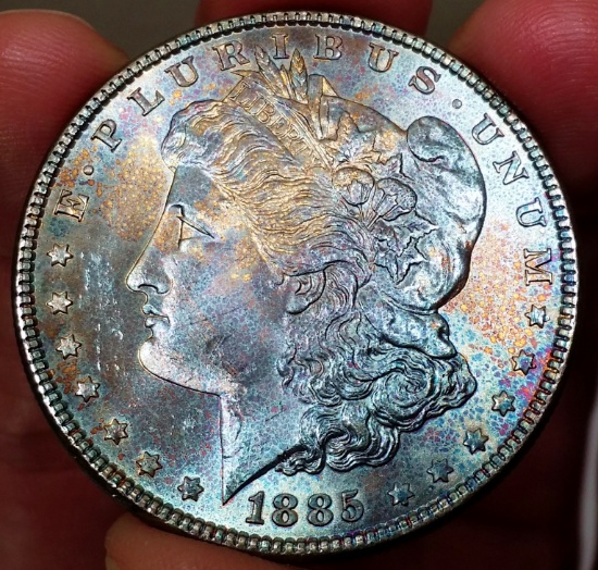 1885-P Morgan Silver Dollar -MONSTER TONED