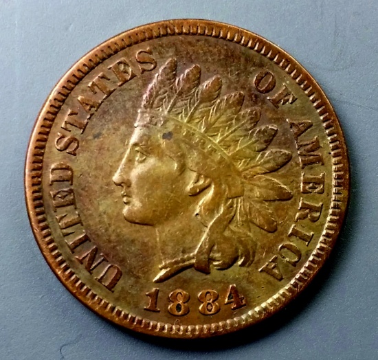 1884-P Indian Head Cent -TONED