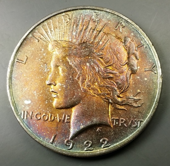 1922-D Peace Silver Dollar -MONSTER TONED