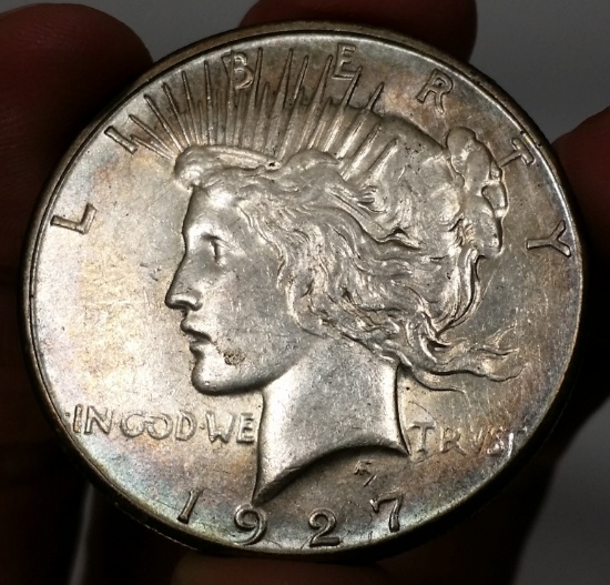 1927-S Peace Silver Dollar -TONED