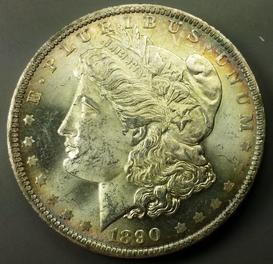 1890-o Morgan Silver Dollar -TONED