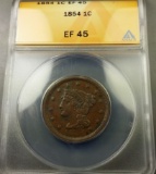 1854 Large Cent -ANACS xf45