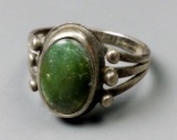 OLD PAWN Sterling Silver & Deep Green Turquoise RING -sz 5.5