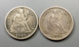 2x Seated Dimes