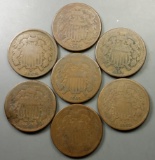 7x Two Cent Pieces (2c)