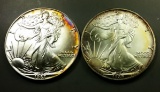 2x Early Silver Eagles -TONED
