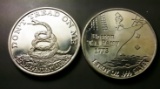 2x .999 Silver Rounds -DONT TREAD ON ME / Boston Tea Party