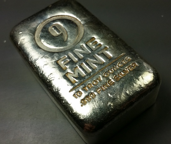 10oz .999 SILVER Loaf BAR -"9 Fine Mint"