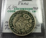1908 Peru SILVER 50c 1/2 Sol